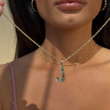Radiant-Cut Initial Pendant in Solid 10k Yellow Gold - J