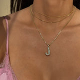 Radiant-Cut Initial Pendant in Solid 10k Yellow Gold - J
