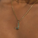 Radiant-Cut Initial Pendant in Solid 10k Yellow Gold - J