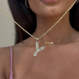 Radiant-Cut Initial Pendant in Solid 10k Yellow Gold - Y