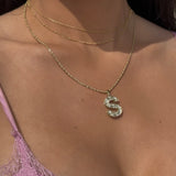 Radiant-Cut Initial Pendant in Solid 10k Yellow Gold - S