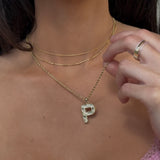 Radiant-Cut Initial Pendant in Solid 10k Yellow Gold - P