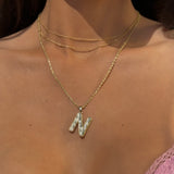 Radiant-Cut Initial Pendant in Solid 10k Yellow Gold - N