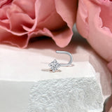 Diamond Solitaire Nose Pin in 14k White Gold