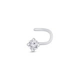 Diamond Solitaire Nose Pin in 14k White Gold