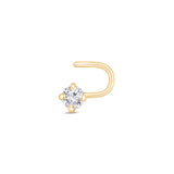 Diamond Solitaire Nose Pin in 14k Yellow Gold