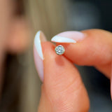 Floating Round Diamond Flat Back Stud Earrings Invisibly Set in Solid 14k Yellow Gold