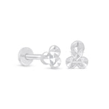 Diamond Cut Solid 14k White Gold Trinity Flat Back Stud Earrings
