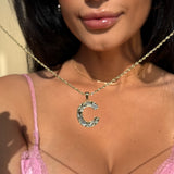 Radiant-Cut Initial Pendant in Solid 10k Yellow Gold - C