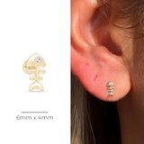 Fishbone Flat Back Stud Earrings in Solid 14k Yellow Gold