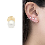 Pearl Flat Back Stud Earrings in Solid 14k Yellow Gold