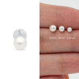 Pearl Flat Back Stud Earrings Flat Back Stud Earrings in Solid 14k White Gold