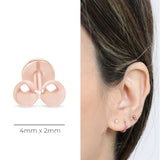 Double Ball Flat Back Stud Earrings in Solid 14k Rose Gold