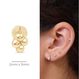 Bead Cluster Flat Back Stud Earrings in Solid 14k Yellow Gold