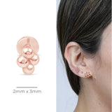 Bead Cluster Flat Back Stud Earrings in Solid 14k Rose Gold