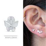 Butterfly Flat Back Stud Earrings Flat Back Stud Earrings in Solid 14k White Gold