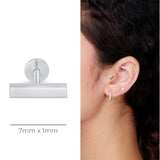 Gold Bar Flat Back Stud Earrings in Solid 14k White Gold