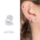 Teardrop Threaded Flat Back Stud Earrings in Solid 14k White Gold