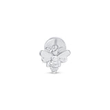 Minimalist Bee Flat Back Stud Earrings in Solid 14k White Gold