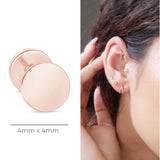 Gold Disc Flat Back Stud Earrings in Solid 14k Rose Gold