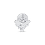 Minimalist Bee Flat Back Stud Earrings in Solid 14k White Gold