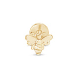 Minimalist Bee Flat Back Stud Earrings in Solid 14k Yellow Gold