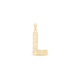 Radiant-Cut Initial Pendant in Solid 10k Yellow Gold - L