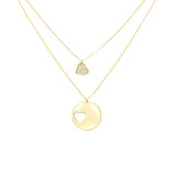 Sapphire Pavé Cutout Heart Necklace in Solid 14k Yellow Gold