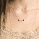 Black Onyx Fringe Necklace in Solid 14k Yellow Gold