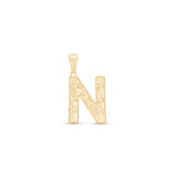 Radiant-Cut Initial Pendant in Solid 10k Yellow Gold - N