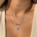 Diamond Heart Station Necklace in Solid 14k Rose Gold