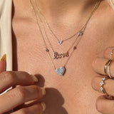 Diamond Love Necklace in Solid 14k Yellow Gold