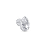 Pear Cut Cubic Zirconia Flat Back Stud Earrings in Solid 14k White Gold