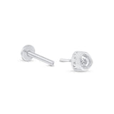Pear Cut Cubic Zirconia Flat Back Stud Earrings in Solid 14k White Gold