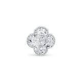 Gemstone Clover Flat Back Stud Earrings Milgrain Set in Solid 14k White Gold