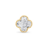 Gemstone Clover Flat Back Stud Earrings Milgrain Set in Solid 14k Yellow Gold