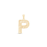 Radiant-Cut Initial Pendant in Solid 10k Yellow Gold - P