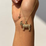 Diamond GOAT Pendant in Solid 10k Yellow Gold