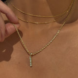 Radiant-Cut Initial Pendant in Solid 10k Yellow Gold - I