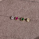 Oval Pink Ruby Flat Back Stud Earrings Bezel Set in Solid 14k Yellow Gold