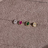 Oval Gemstone Flat Back Stud Earrings Bezel Set in Solid 14k Yellow Gold