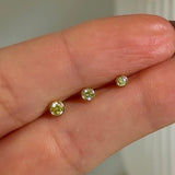 Round Citrine Flat Back Stud Earrings Bezel Zet in Solid 14k Yellow Gold