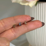Crescent Moon Flat Back Stud Earrings in Solid 14k Rose Gold