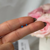 Blue Topaz Cartilage Flat Back Stud Earrings in Solid 14k White Gold