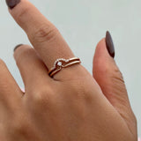 Diamond Curve Double Layer Band in Solid 14k Yellow Gold