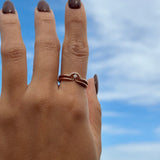 Diamond Curve Double Layer Band in Solid 14k Yellow Gold