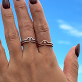 Diamond Curve Double Layer Band in Solid 14k Rose Gold
