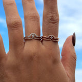Diamond Curve Double Layer Band in Solid 14k Rose Gold