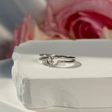 Diamond Curve Double Layer Band in Solid 14k White Gold