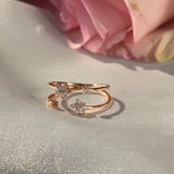 Floating Diamond Flower Wrap Ring in Solid 14k Rose Gold